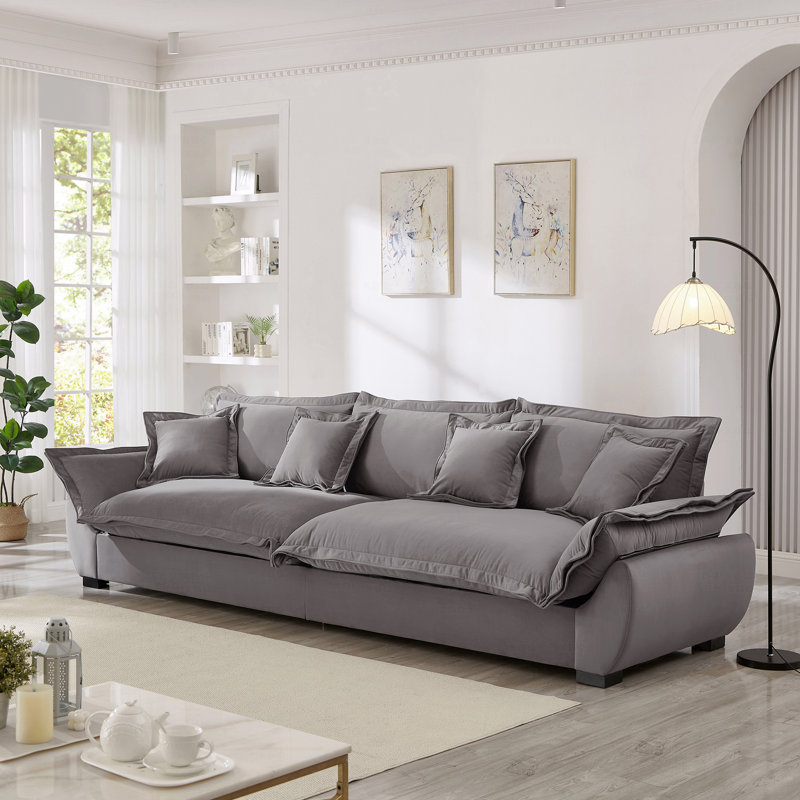 Canapé modulaire modulaire, canapé de style voile avec rangement, dossier amovible, canapé très profond de style moderne avec coussins décoratifs