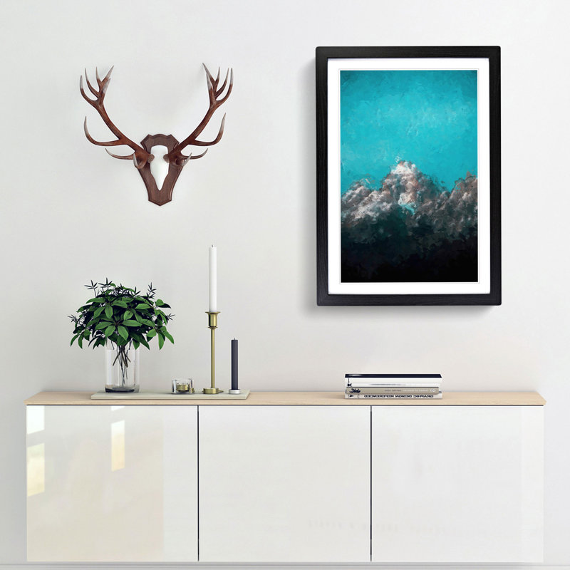 Mountain Peak in Wyoming in Abstract - Picture Frame Painting Print, Black Framed, 65cm H x 48cm W x 2cm D