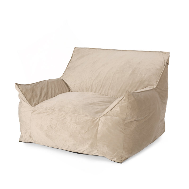 Sadlier Velvet Bean Bag Sofa, Taupe  Velvet, 30" H x 42" W x 40" D