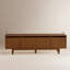 Solid Fir Wood TV Stand with Spacious Four Door Storage and Stable Solid Wood Legs-1372720208