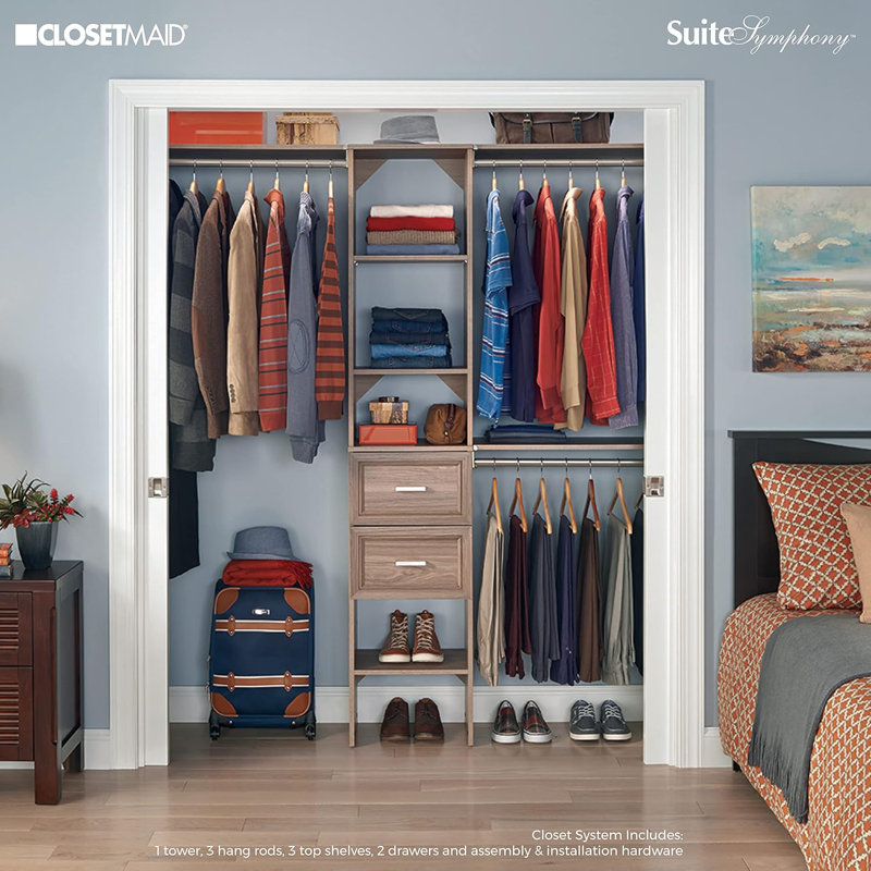 Closet Organizer With Adjustable Shelves, Drawers, And Expandable Rods For Versatile Home Storage