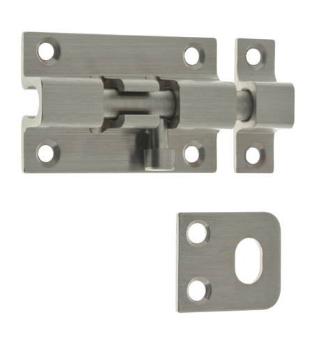 Solid Brass Security Barrel Bolt, Satin Nickel