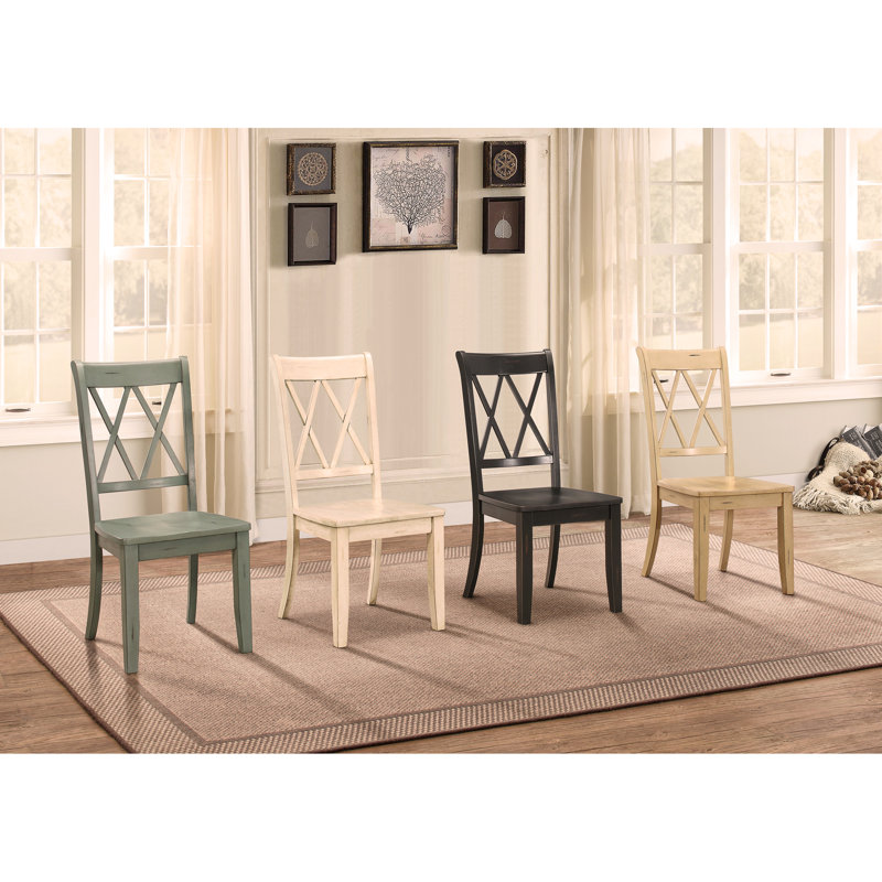 Ensemble de 2 chaises d'appoint de style décontracté sarcelle au fini transitionnel double X