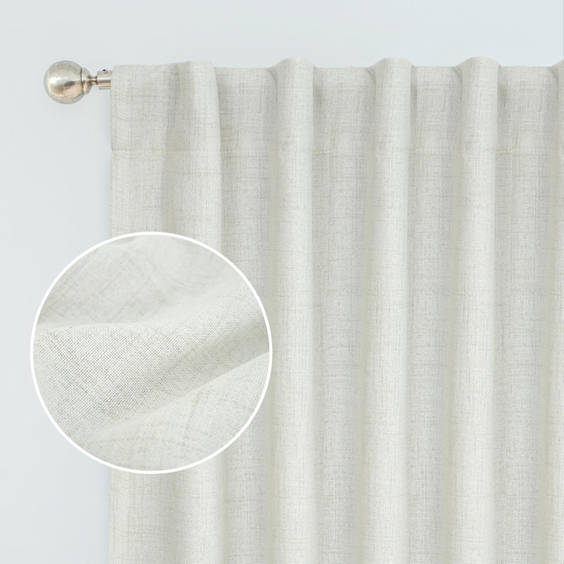 Goffredo 100% Blackout Natural Curtains for Bedroom  Double Layer Drape Farmhouse Thermal Insulated Rod Pocket Back Tab Full Light Blocking 2 Panels for Living Room Nursery