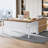 63" L-Shaped Executive Desk and 39 Drawer Lateral File Cabinet, L-Shape Office Credenza Desk Set