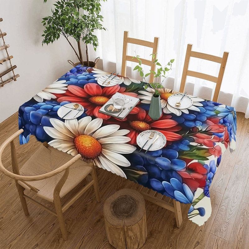 Nappe Wildflower 60 po x 120 po, bordure festonnée, agencement de cuisine Juneteenth Family Reunion