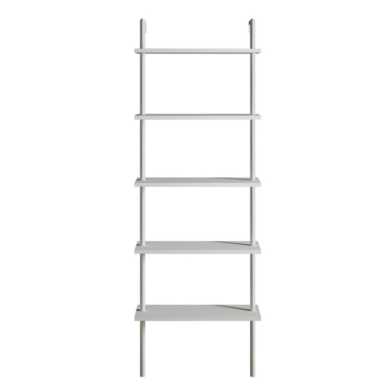 Iker 174cm H x 60cm W Stainless Steel Ladder Bookcase, White