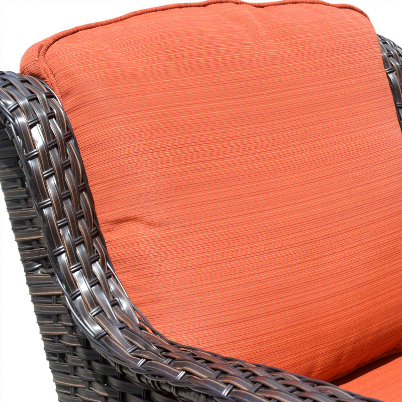 Peridot Wicker Outdoor Lounge Chair, Orange Red