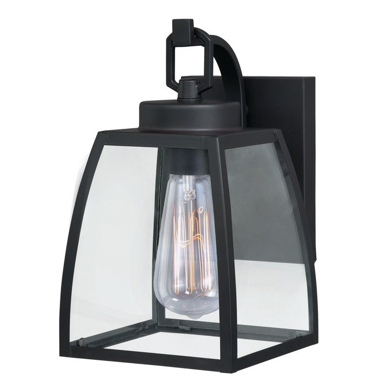 Vasila 13 in. H 1-Light Oil Burnished Bronze Transitional Outdoor Wall Sconce made of Durable Steel, Clear Glass Shade, LED Compatible, Use for Exterior Porch Patio Front Door or Garage