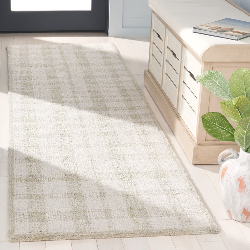 Tapis abstrait 648 ivoire / sauge, Tapis de couloir 2 pi 3 po x 8 pi