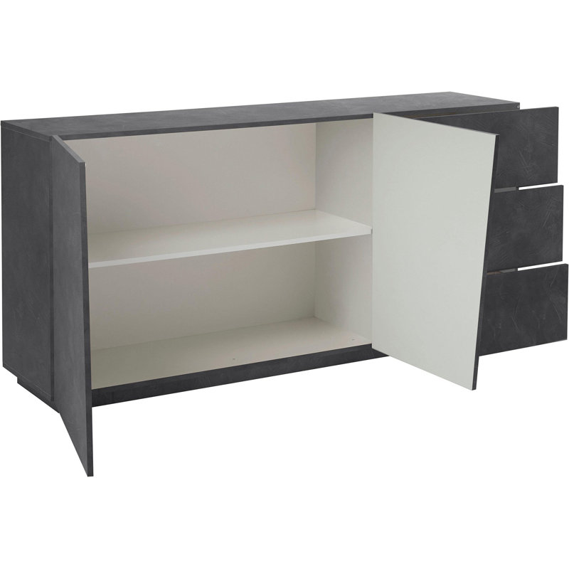 Bayonne 180 Cm Wide 3 Drawer Sideboard, Ardesia Grey