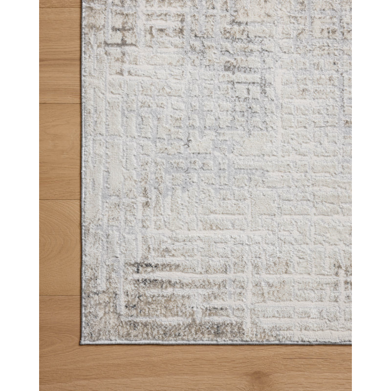 Kux Ivory / Stone Area Rug, Rectangle 7'10" x 10'