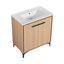 Base de meuble-lavabo avec lavabo, armoire de rangement avec portes, bois d'ingénierie, meuble-lavabo-680269243