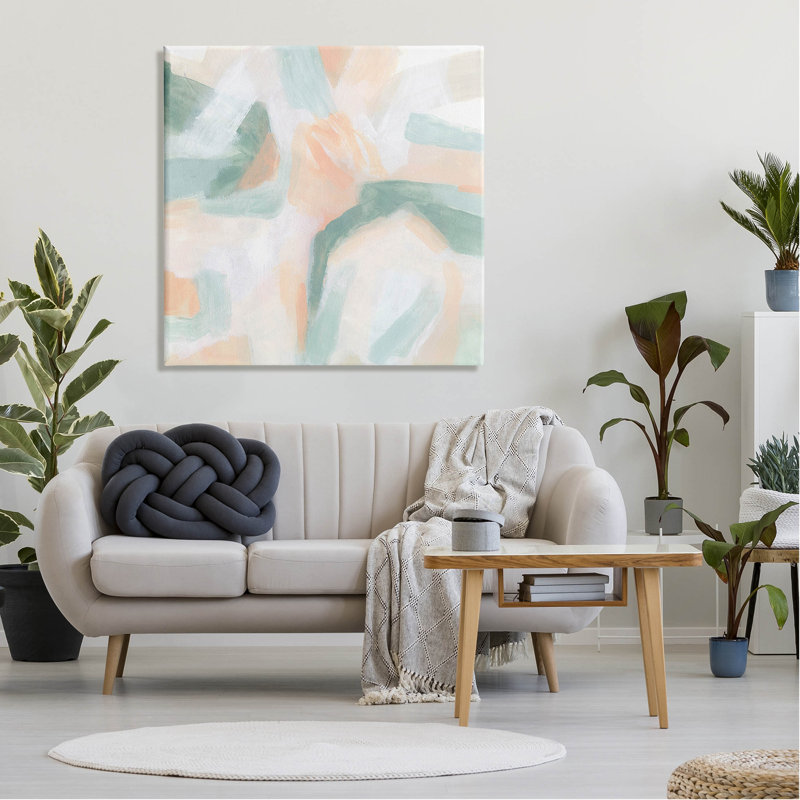 "Soft Pastel Shapes", art mural abstrait par June Erica Vess, L 36 po x H 36 po