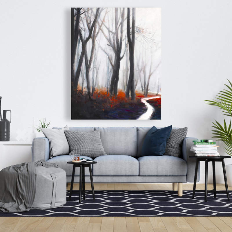 «Mysterious Forest with Stream - Seasons Trees», art sur toile