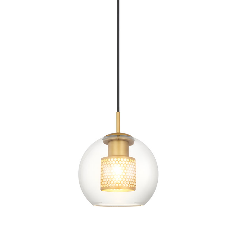 Pendant 1- light E27 Kitchen - Modern gold shade hanging lamp with glass ball without bulb