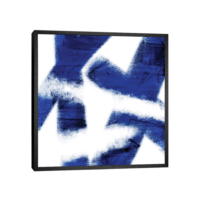 Indigo Prophecy III by Marcus Prime - Painting on Canvas, 45.72cm H x 45.72cm W x 3.81cm D, Black Framed