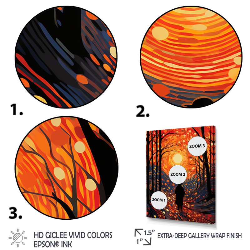 Orange Dawn Awakening Path - Art mural mural, Toile tendue, H 60 po x l 28 po x P 1,5 po