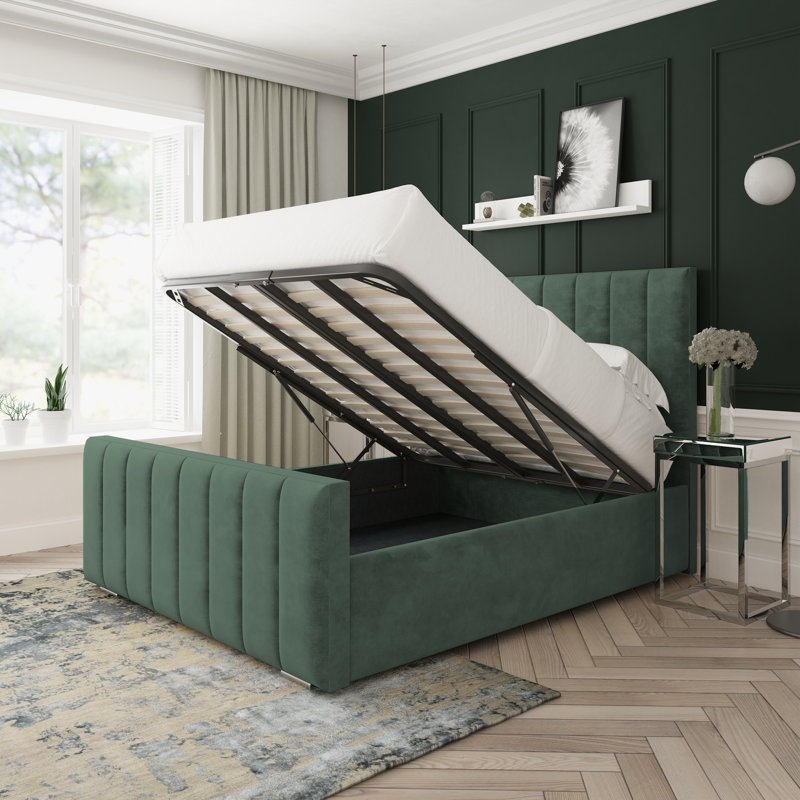 Oakley Conistan Upholstered Ottoman Bed Frame, Small Double (4'), Green