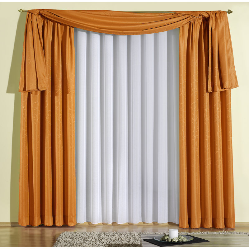 Longoria Room Darkening Window Scarf, Orange, 135cm Width x 245cm Drop