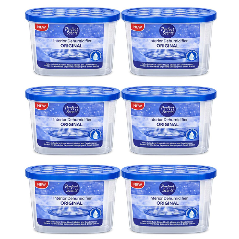 Home Moisture Absorber Original Vanilla Dehumidifier Tub Damp Condensation Mould Odour Control For Bedroom Bathroom Kitchen Wardrobe Basement (Pack Of 6)