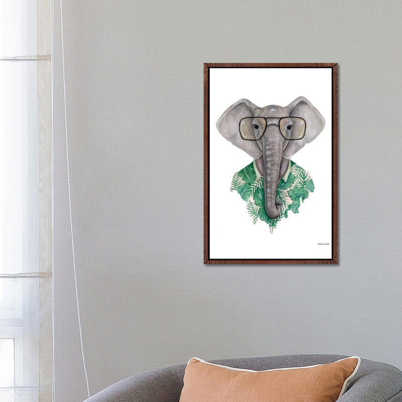 Elephant In Eye Glasses 1 Piece Wall Art on Canvas, 66.04 cm H x 45.72 cm W, Classic Wood Framed