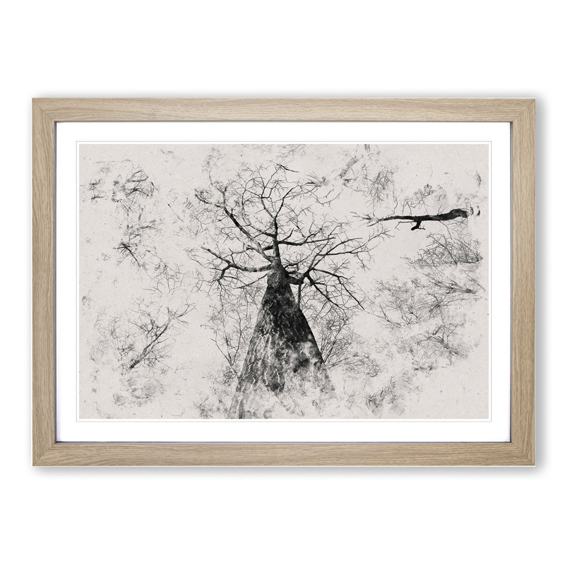 Below the Forest - Picture Frame Graphic Art, 36cm H x 48cm W x 2cm D, Oak
