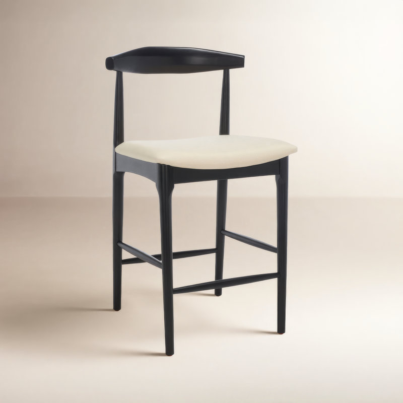 Tabouret de bar / de comptoir Hank, Noir, Crème, Tabouret de comptoir (siège d'une hauteur de 25,6