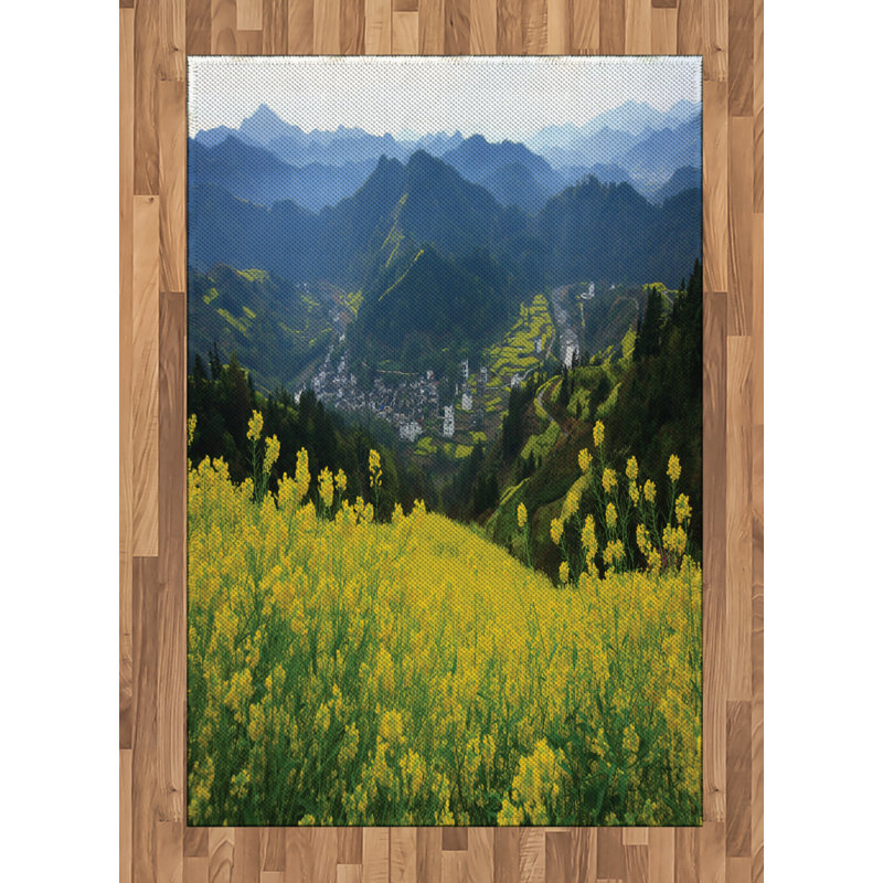 Flower Farm House High Density Long Fiber Poly Threads Decorative Area Rug Carpet, Rectangle 4' x 5'8"