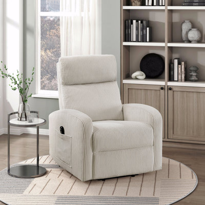 Contemporain avec fauteuil à fonction relevable et fonction inclinable 1pc beige velours côtelé moelleux rembourré confort