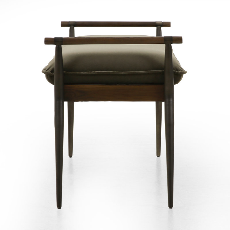 Charlotte Upholstered Bench, Modern Velvet Loden