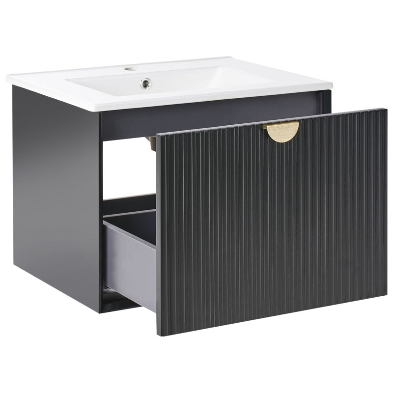 Cerstin 60.00mm Single Bathroom Vanity with Basin, Black
