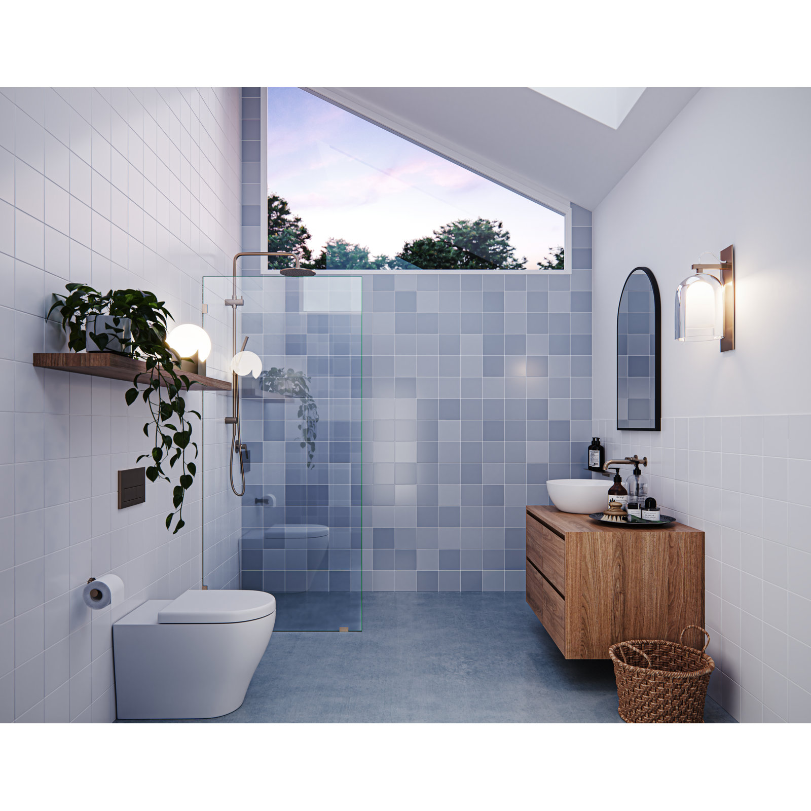 Vela 33" Frameless Fixed Shower Panel, Brushed Bronze