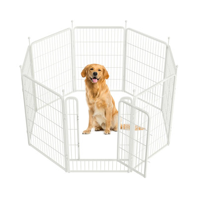 FXW Rollick Dog Playpen for Yard, RV Camping, WhitePatented, 8 Panels