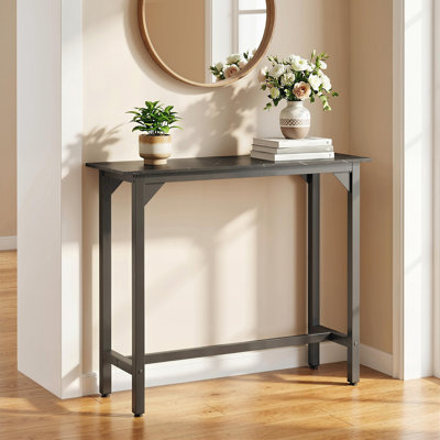 HOMCOM Bar Table Coffee Table with Adjustable Footpads Black Marble Effect