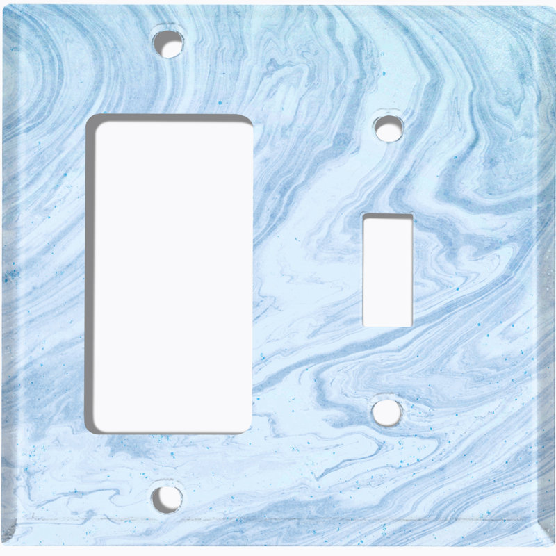Patterned 2 - Gang Combination Plate Standard Combination Wall Plate, Light Blue