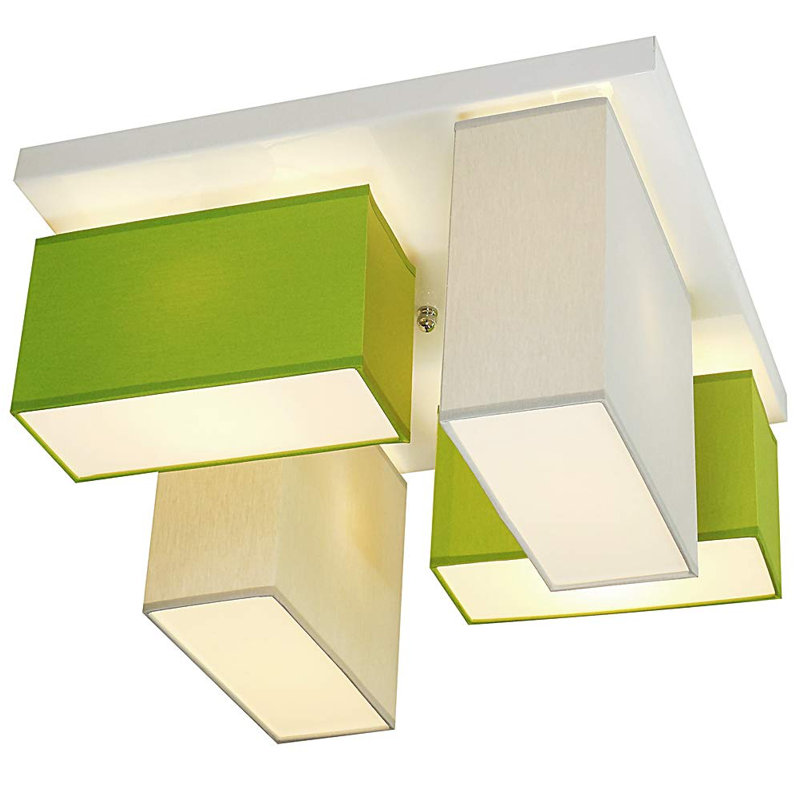 Eris Fabric Semi Flush Mount, Grey / Green
