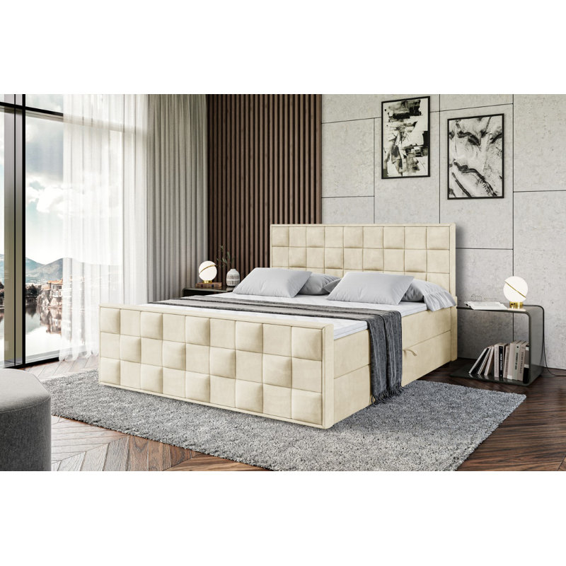 Ryah Bed with Mattress, 120 x 200cm, Beige