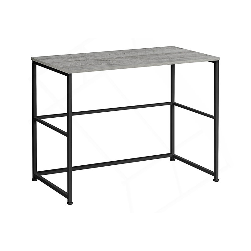 Bureau d'ordinateur moderne avec surface de travail spacieuse et style industriel pour les bureaux à domicile compacts.