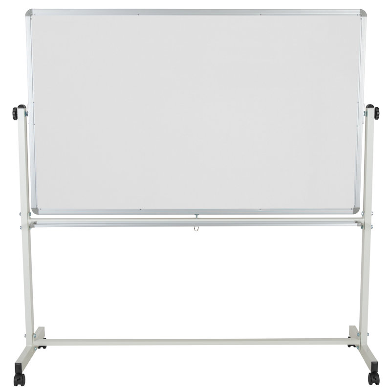 Tableau blanc mobile à double face avec plumier Hendrick, l 64,75 po x l 64,25 po, Orange