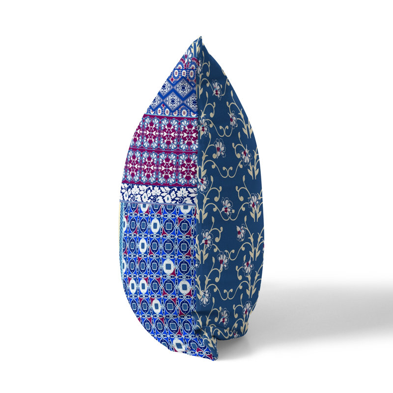 Housse et insert de coussin décoratif en polyester, 18 po x 18 po, Bleu/rouge