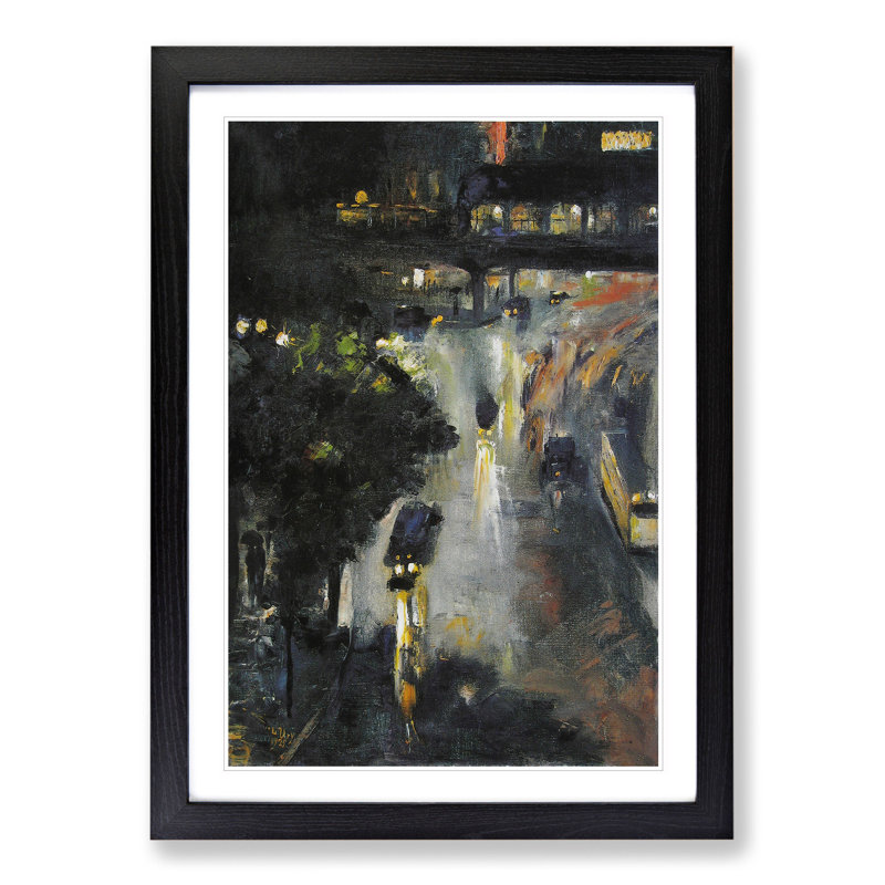 Nollendorfplatz by Night by Lesser Ury - Picture Frame Painting, Black Framed, 36cm H x 27cm W x 2cm D