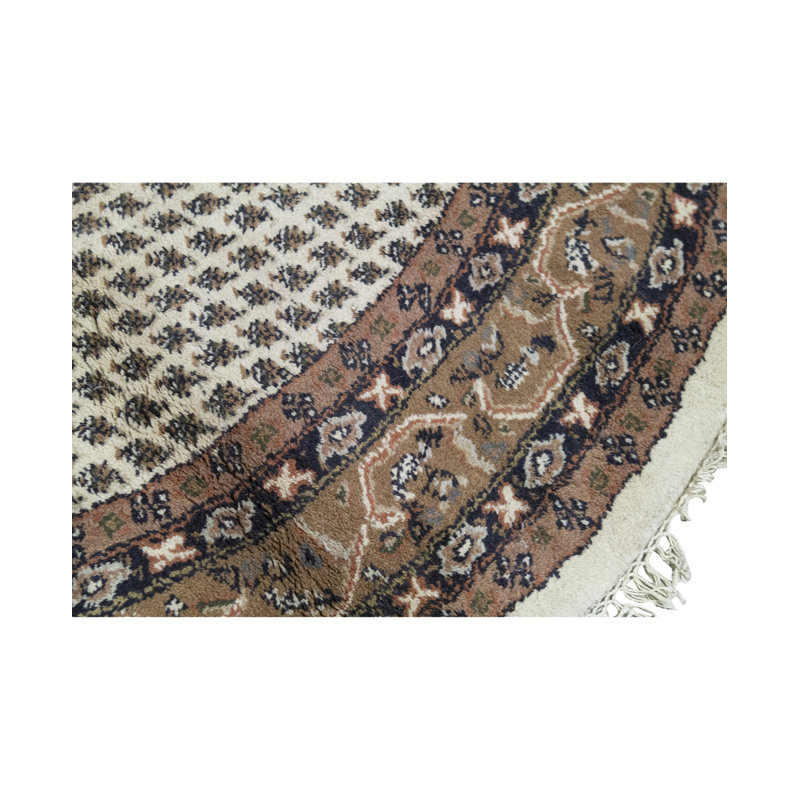 Tapis ivoire et rose noué à la main de haute qualité