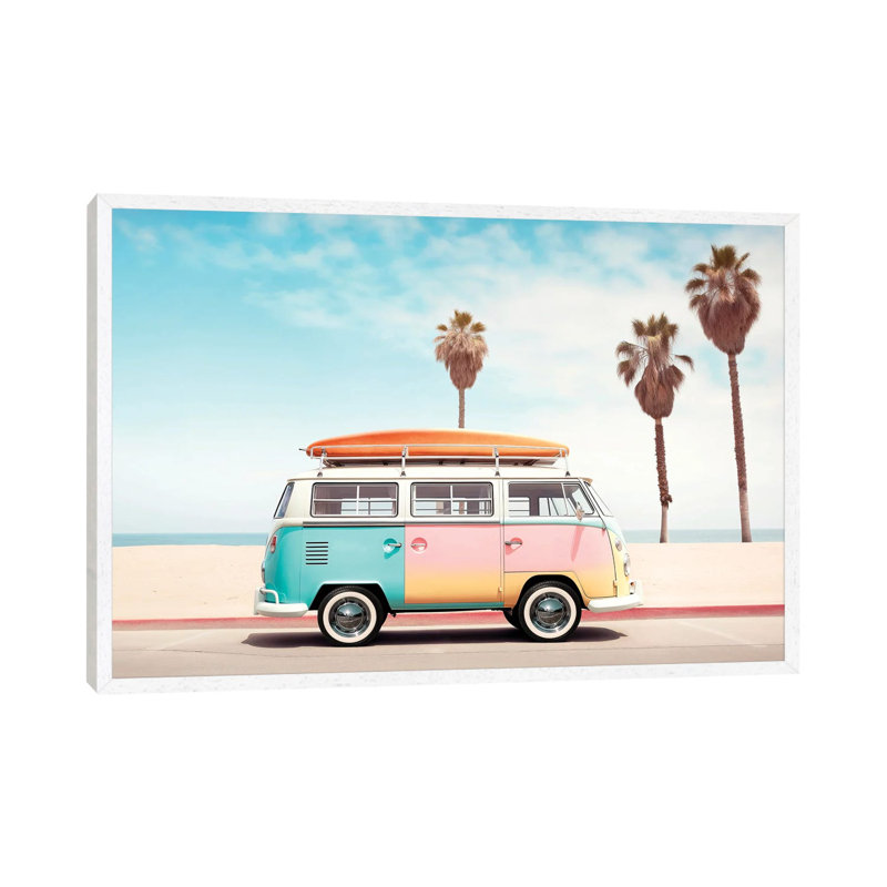 VW Van On The Beach by Philippe Hugonnard - Gallery-Wrapped Canvas Giclée on Canvas, White Floater Frame