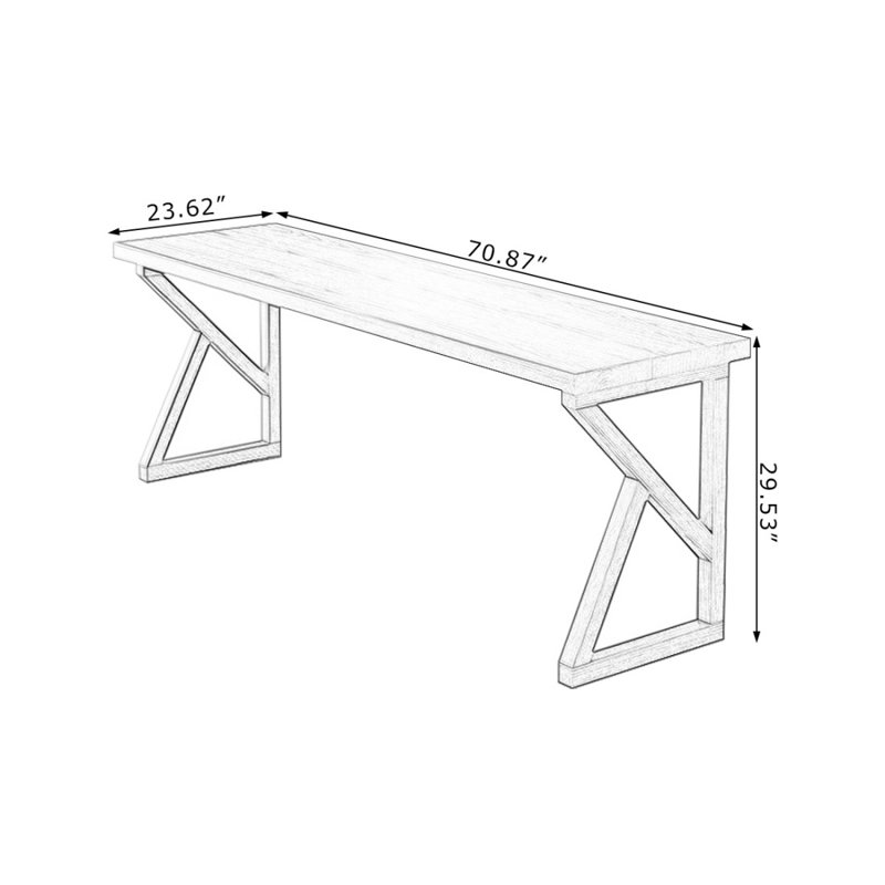 Bureau rectangulaire en bois massif noyer clair, H 29,53 po x l 70,87 po x P 23,62 po