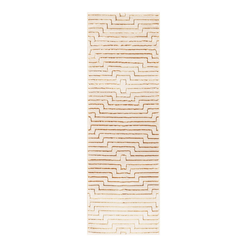 Tapis Mirage Nikica Latitude Run® blanc et or, Tapis de couloir 2 pi x 6 pi 1 po