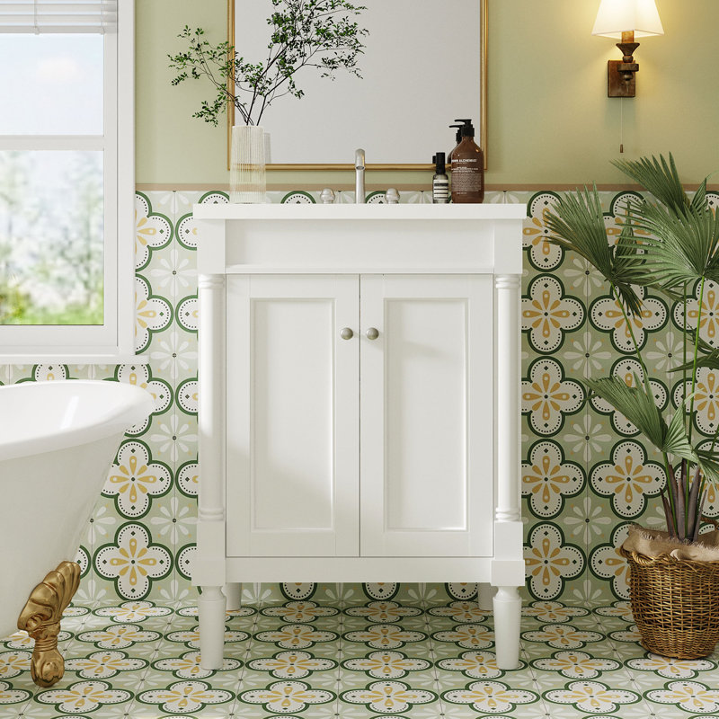 Meuble-lavabo 24 po avec lavabo supérieur, Blanc