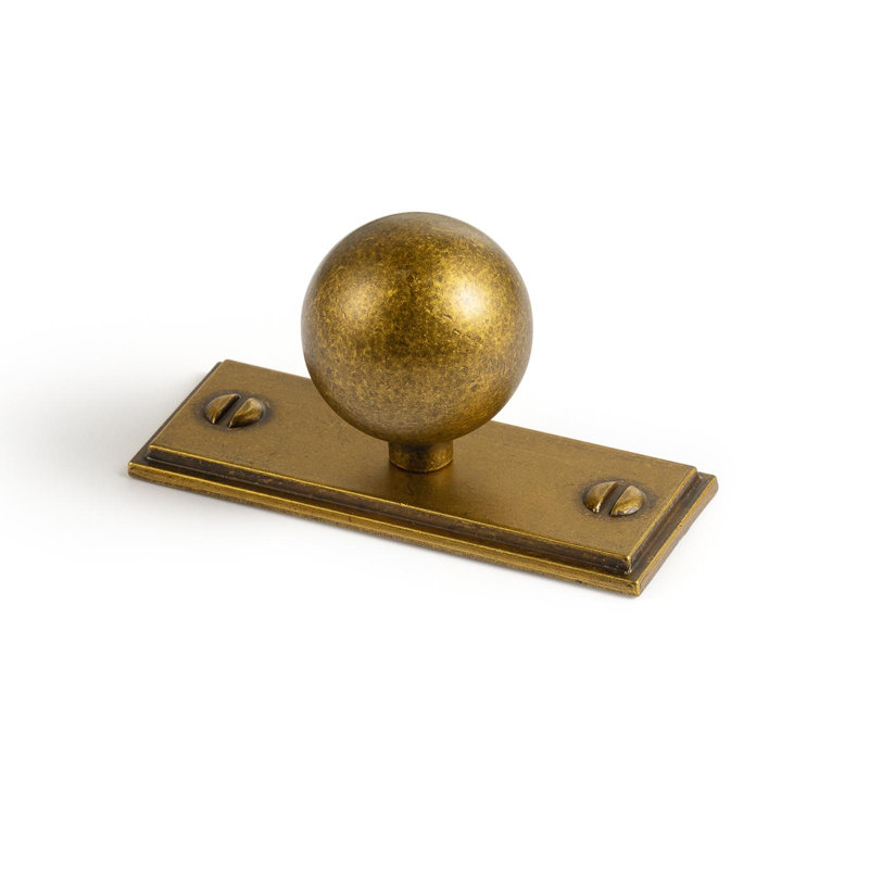 Bouton rond avec contre-plaque, 19/20", Laiton antique