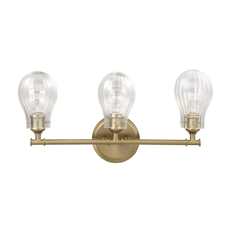 Antique Brass 3-Light Vanity Fixture with Clear Glass Shades