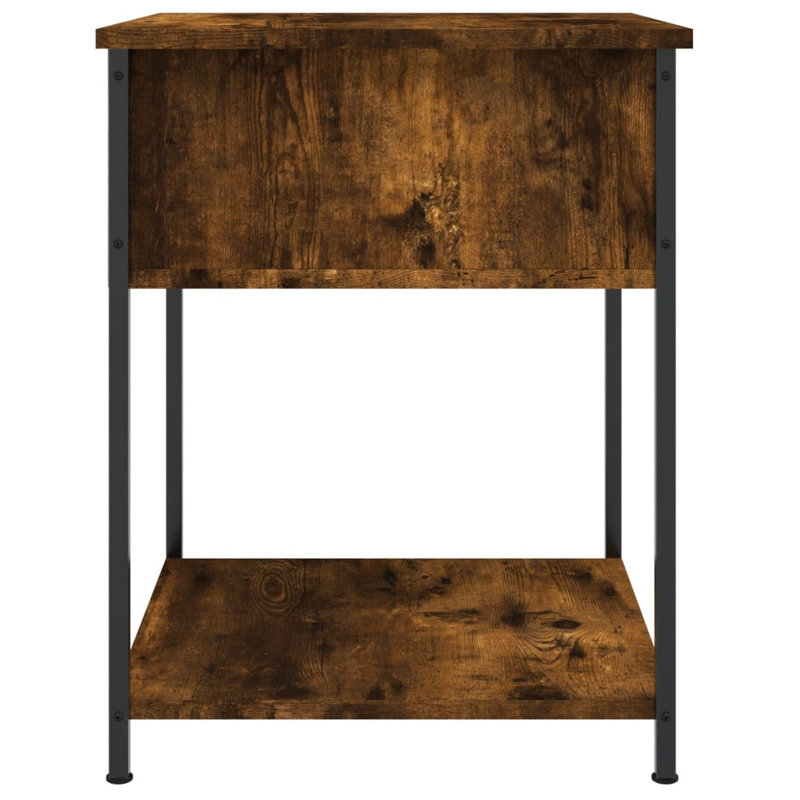 Allums 44cm W Iron Bedside Table, Set of 2, Smoked Oak